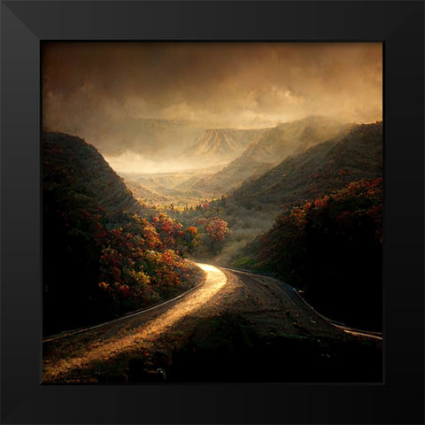 Autumn Road 5 Black Modern Wood Framed Art Print by Screendoor