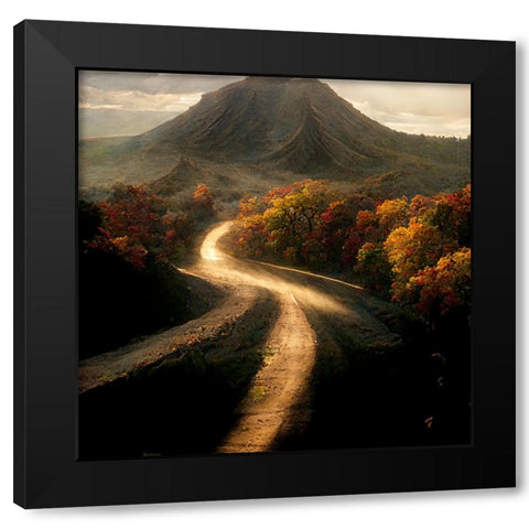 Autumn Road 6 Black Modern Wood Framed Art Print by Screendoor