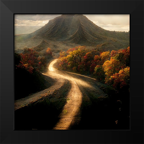 Autumn Road 6 Black Modern Wood Framed Art Print by Screendoor