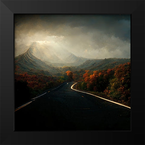 Autumn Road Black Modern Wood Framed Art Print by Screendoor