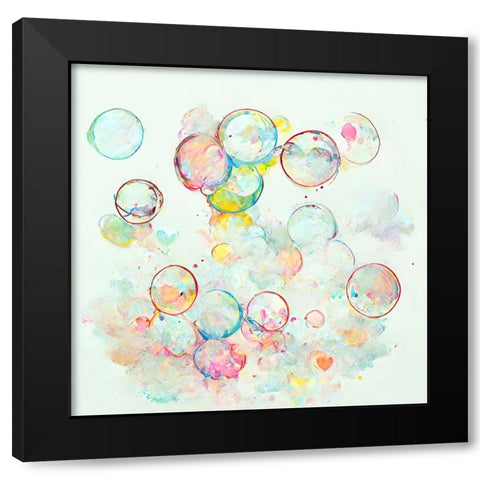 Bubbles 10 Black Modern Wood Framed Art Print with Double Matting by Screendoor