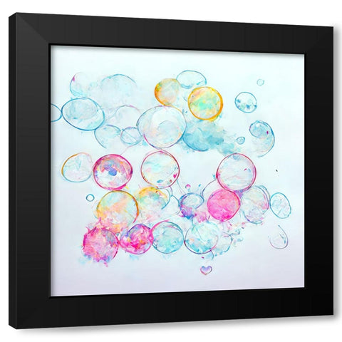 Bubbles 13 Black Modern Wood Framed Art Print with Double Matting by Screendoor