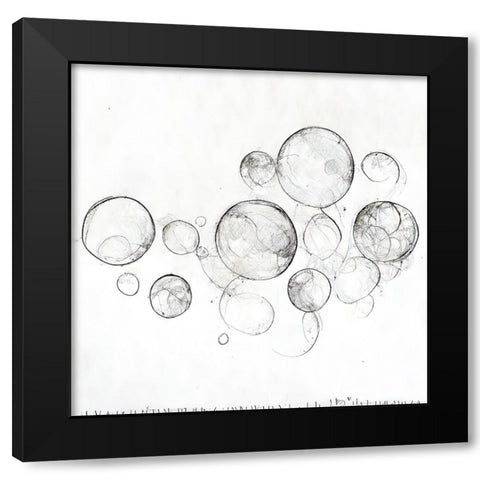 Bubbles 1 Black Modern Wood Framed Art Print with Double Matting by Screendoor