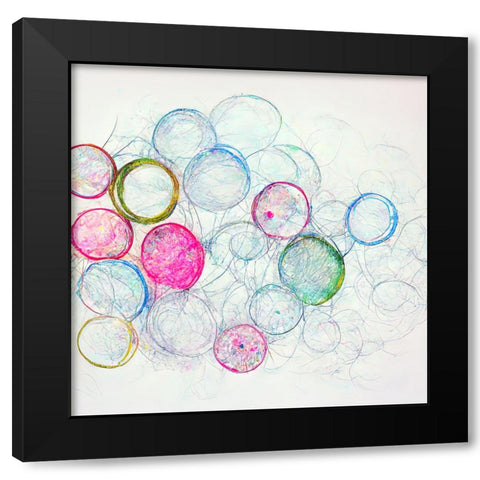 Bubbles 2 Black Modern Wood Framed Art Print by Screendoor