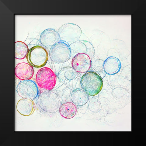 Bubbles 2 Black Modern Wood Framed Art Print by Screendoor