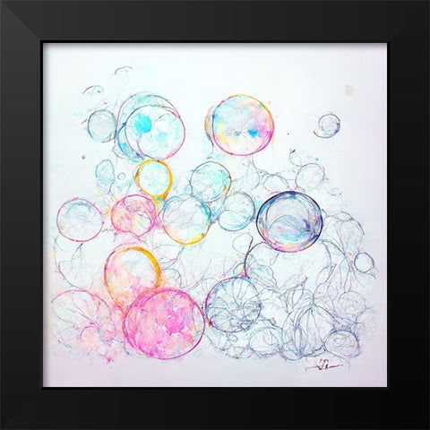Bubbles 3 Black Modern Wood Framed Art Print by Screendoor