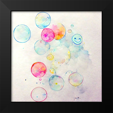 Bubbles 5 Black Modern Wood Framed Art Print by Screendoor