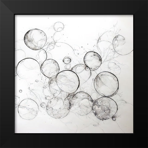 Bubbles 7 Black Modern Wood Framed Art Print by Screendoor