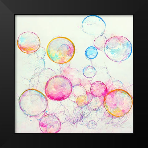 Bubbles 8 Black Modern Wood Framed Art Print by Screendoor