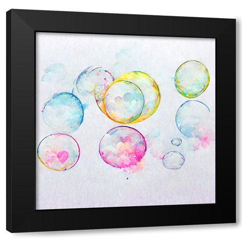 Bubbles 9 Black Modern Wood Framed Art Print with Double Matting by Screendoor