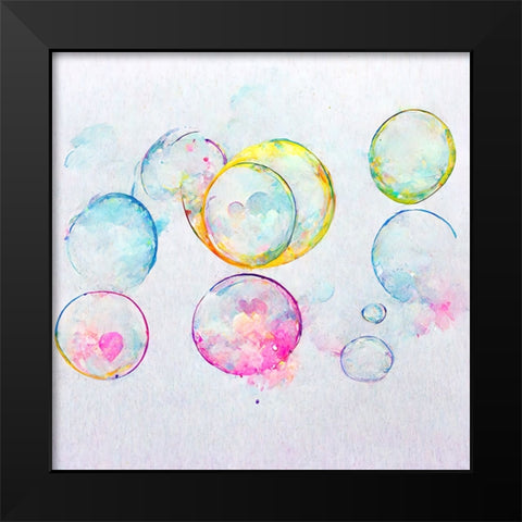 Bubbles 9 Black Modern Wood Framed Art Print by Screendoor