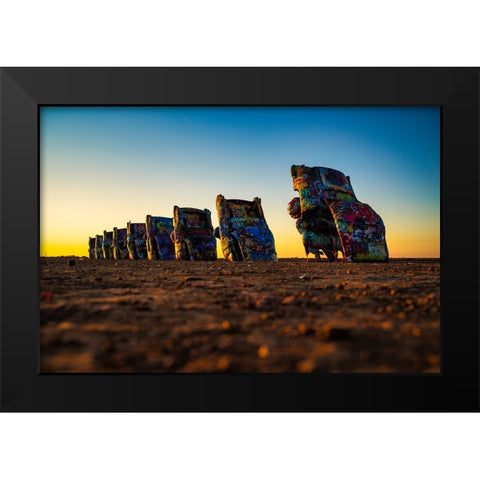 Cadillac Ranch 7 Black Modern Wood Framed Art Print by Malone, Will
