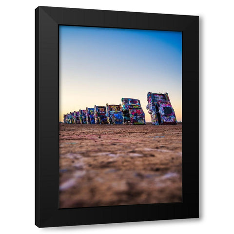 Cadillac Ranch Vertical Black Modern Wood Framed Art Print with Double Matting by Malone, Will