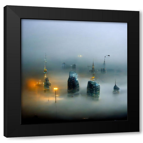 Engulfed in Fog Black Modern Wood Framed Art Print by Screendoor