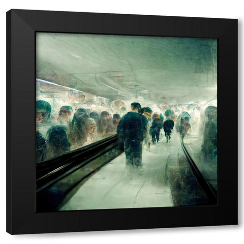 Futuristic City Subway 3 Black Modern Wood Framed Art Print with Double Matting by Screendoor