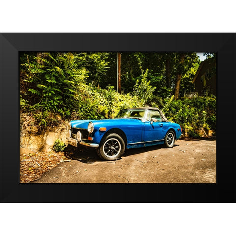 Little Blue Car Black Modern Wood Framed Art Print by Malone, Will