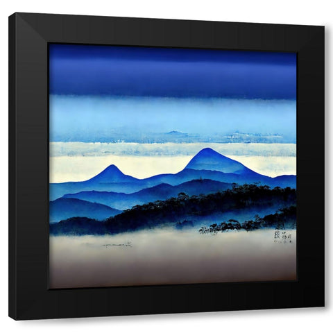 Mountain Layers 1 Black Modern Wood Framed Art Print by Screendoor