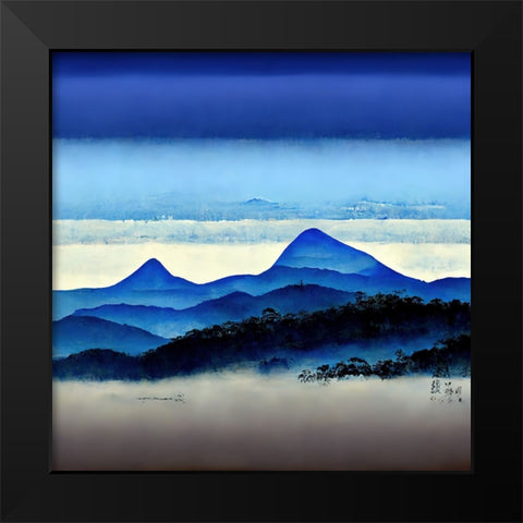 Mountain Layers 1 Black Modern Wood Framed Art Print by Screendoor