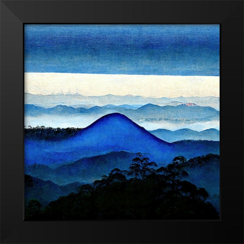 Mountain Layers 2 Black Modern Wood Framed Art Print by Screendoor