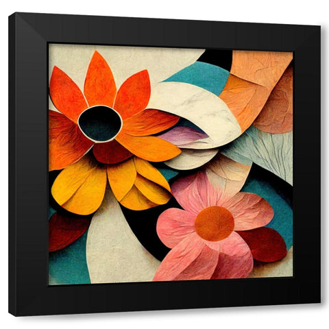 Paper Flowers 18 Black Modern Wood Framed Art Print by Screendoor