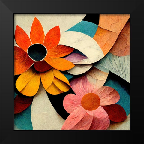 Paper Flowers 18 Black Modern Wood Framed Art Print by Screendoor