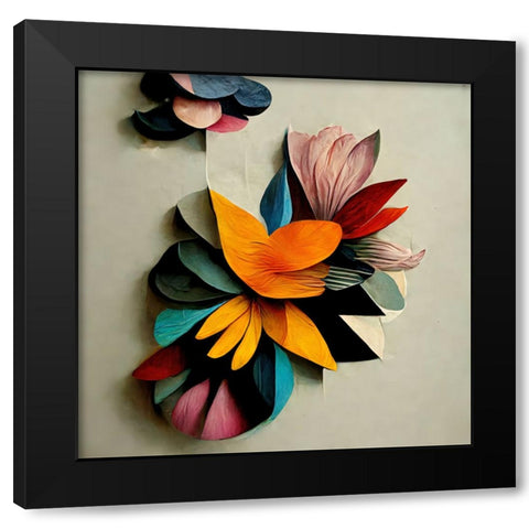 Paper Flowers 5 Black Modern Wood Framed Art Print by Screendoor