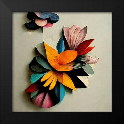 Paper Flowers 5 Black Modern Wood Framed Art Print by Screendoor