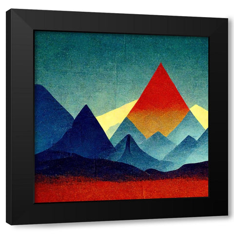 Rainbow Volcano 2 Black Modern Wood Framed Art Print by Screendoor
