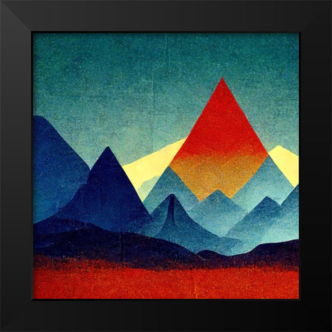 Rainbow Volcano 2 Black Modern Wood Framed Art Print by Screendoor