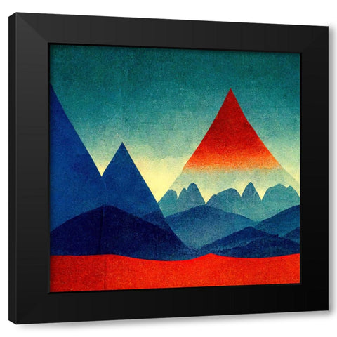 Rainbow Volcano 3 Black Modern Wood Framed Art Print by Screendoor