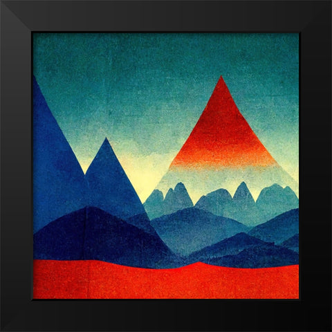 Rainbow Volcano 3 Black Modern Wood Framed Art Print by Screendoor