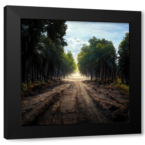 Road in the Woods 10 Black Modern Wood Framed Art Print by Screendoor