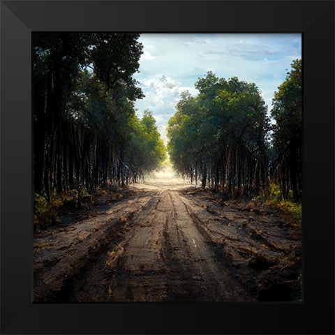 Road in the Woods 10 Black Modern Wood Framed Art Print by Screendoor