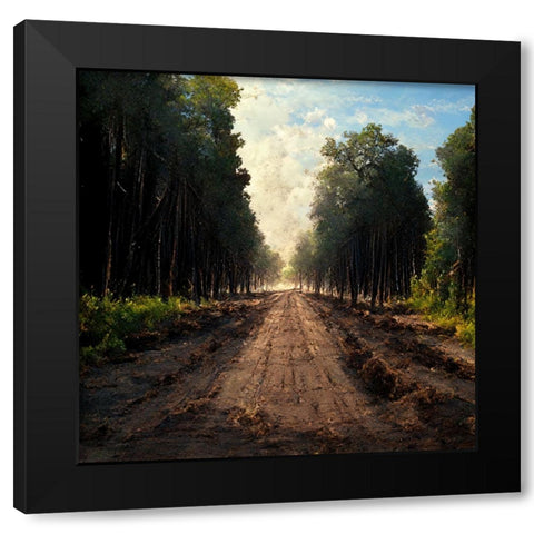 Road in the Woods 2 Black Modern Wood Framed Art Print by Screendoor