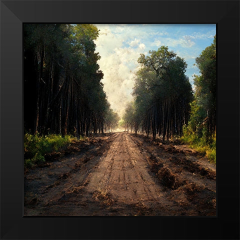 Road in the Woods 2 Black Modern Wood Framed Art Print by Screendoor