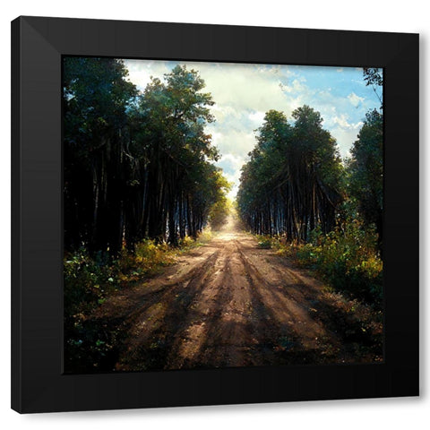 Road in the Woods 5 Black Modern Wood Framed Art Print with Double Matting by Screendoor