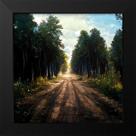 Road in the Woods 5 Black Modern Wood Framed Art Print by Screendoor