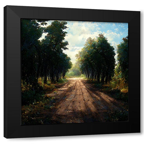 Road in the Woods 6 Black Modern Wood Framed Art Print with Double Matting by Screendoor