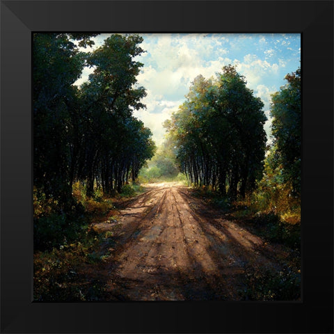 Road in the Woods 6 Black Modern Wood Framed Art Print by Screendoor