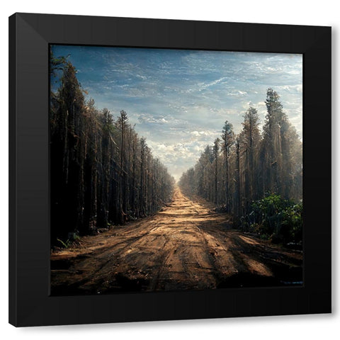 Road in the Woods 9 Black Modern Wood Framed Art Print with Double Matting by Screendoor