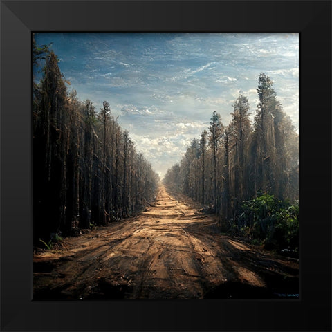 Road in the Woods 9 Black Modern Wood Framed Art Print by Screendoor