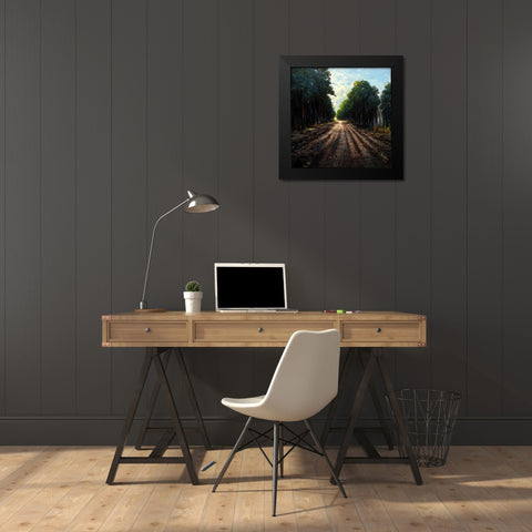 Road in the Woods Black Modern Wood Framed Art Print by Screendoor