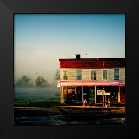 Small Town Morning 2 Black Modern Wood Framed Art Print by Screendoor