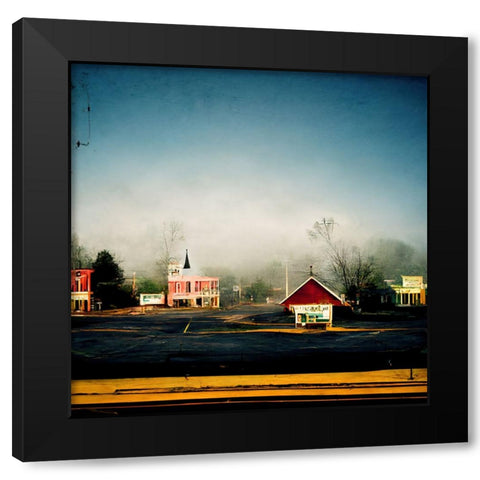 Small Town Morning 3 Black Modern Wood Framed Art Print with Double Matting by Screendoor