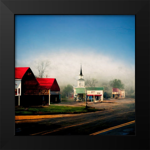 Small Town Morning 4 Black Modern Wood Framed Art Print by Screendoor