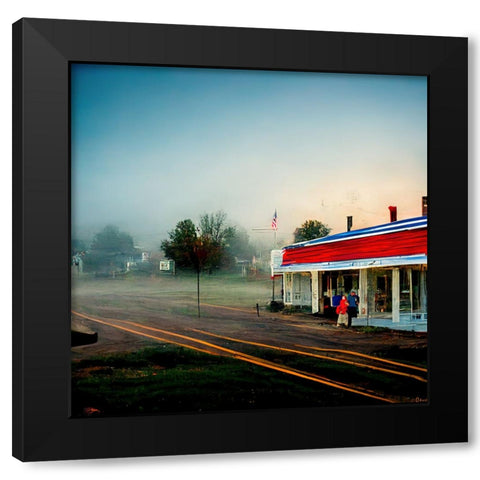 Small Town Morning Black Modern Wood Framed Art Print with Double Matting by Screendoor