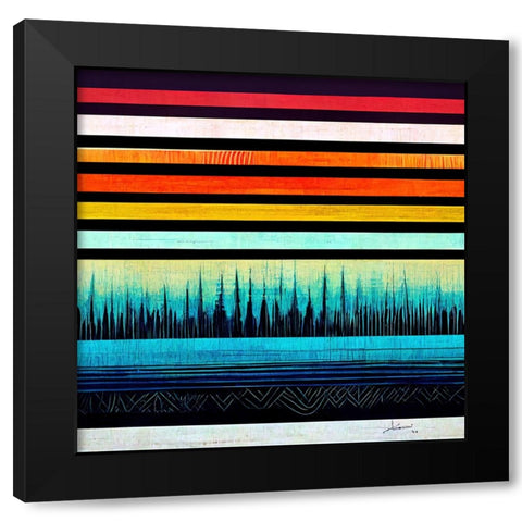 Waveform 10 Black Modern Wood Framed Art Print with Double Matting by Screendoor