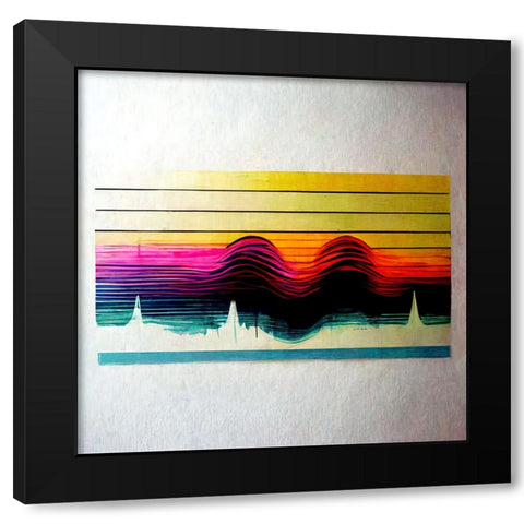Waveform 11 Black Modern Wood Framed Art Print by Screendoor