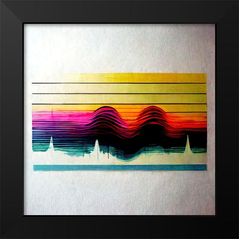 Waveform 11 Black Modern Wood Framed Art Print by Screendoor