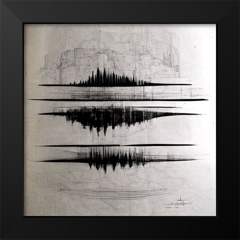 Waveform 1 Black Modern Wood Framed Art Print by Screendoor
